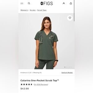 FIGS Catarina One-Pocket scrub top in moss